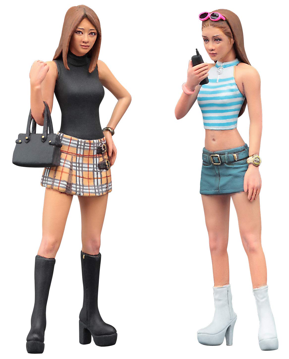 Hasegawa HFC02 1:24 90's Platform Boots Girls Figure-Two Kits in One Box, Multi