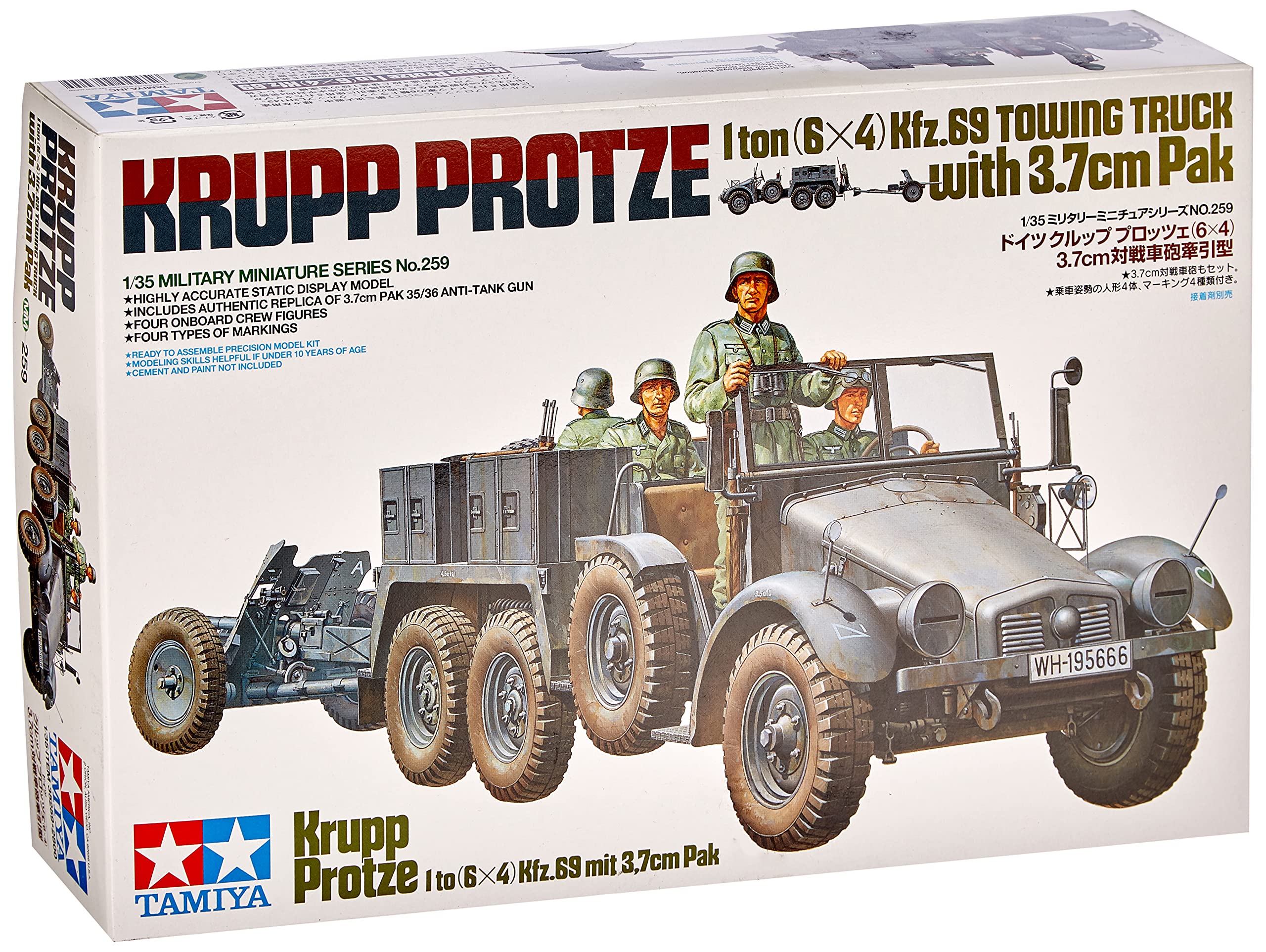 Tamiya 300035259 1:35 WWII German Krupp Protze with PAK (4), 37 mm
