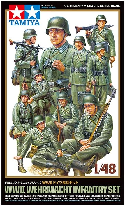 TAMIYA 32602 1:48 Fig-Set Dt Infantry (10) - True-to-Original Replica Plastic Kit for Crafts, Model Kit, Assembly, Unpainted, Multicoloured