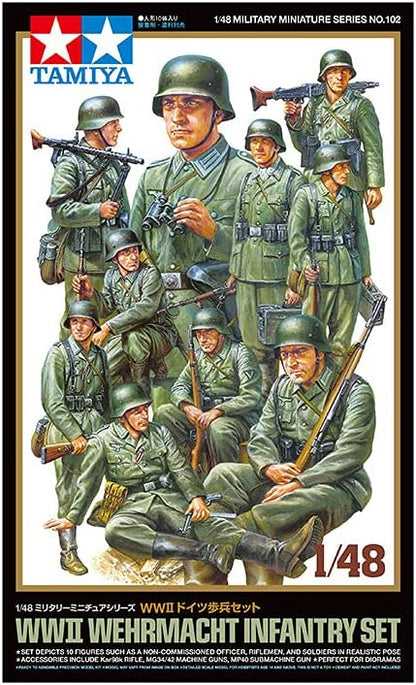 TAMIYA 32602 1:48 Fig-Set Dt Infantry (10) - True-to-Original Replica Plastic Kit for Crafts, Model Kit, Assembly, Unpainted, Multicoloured
