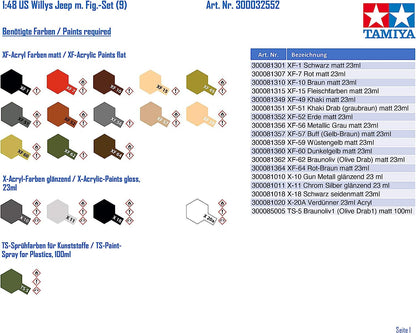 Tamiya 300032552-1:48 WWII US Willys Jeep mit Figuren-Set (9