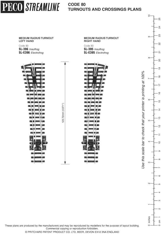 Peco SL-395 Medium Radius Right Hand Point N Gauge