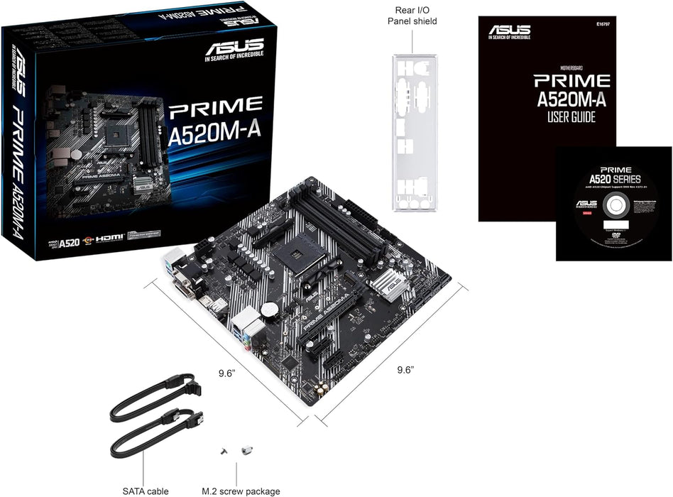ASUS Prime A520M-A II/CSM Mainboard Sockel AM4 (AMD Ryzen, Micro-ATX, M.2, 1Gbit/s-Ethernet, SATA 6Gbit/s, USB 3.2 Gen 2 Typ-A