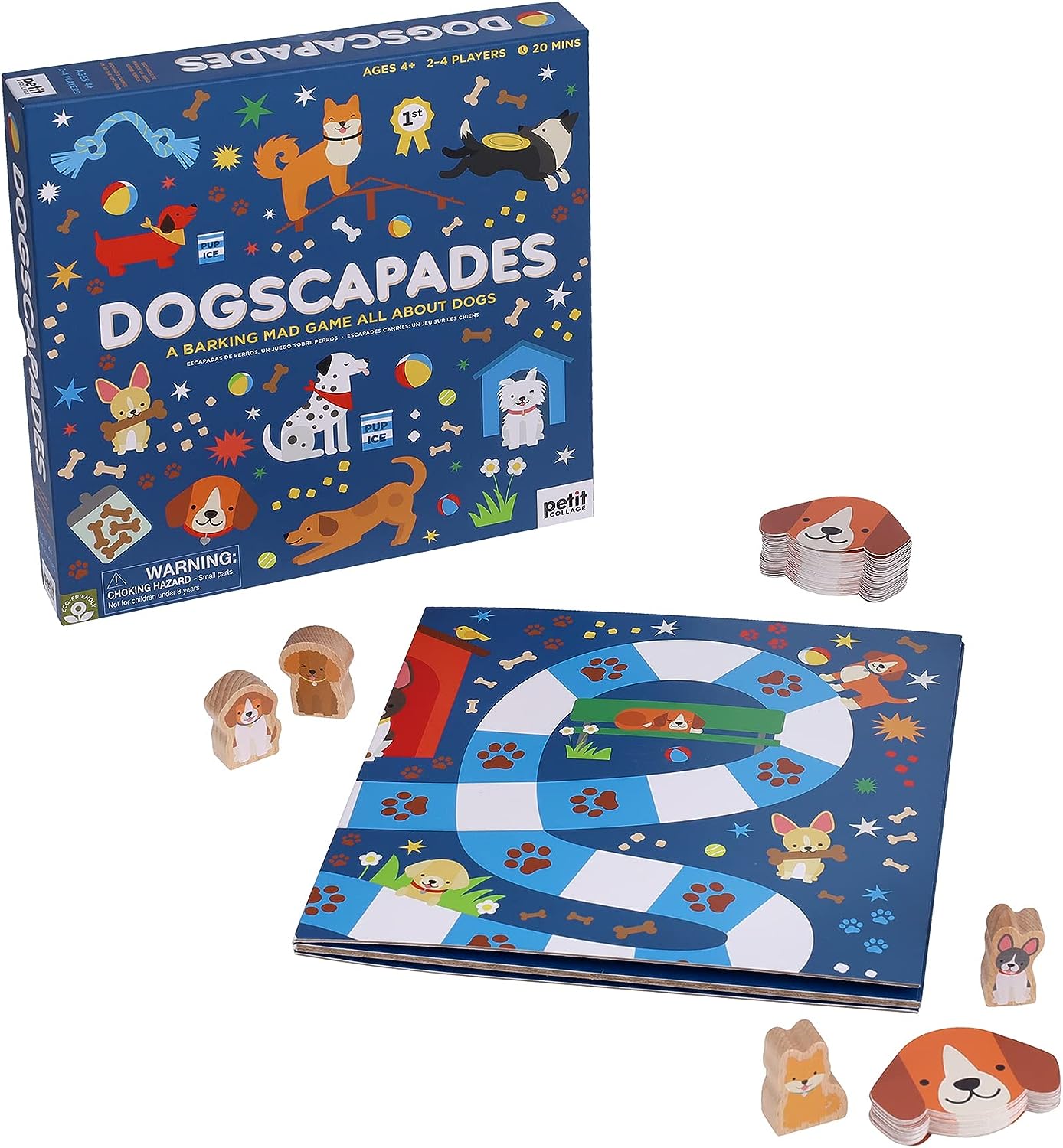 Petit Collage 0810073342620 Dogscapades: A Barking-Mad Board Game All About Dogs