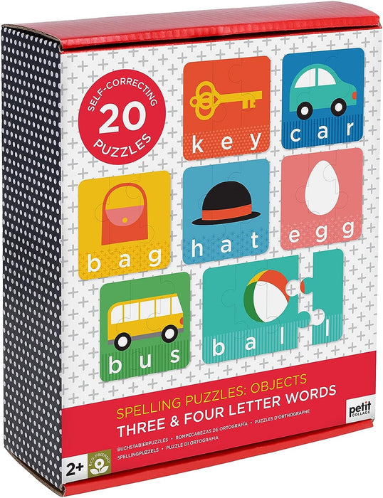 Petit Collage 0810073342644 Spelling Puzzles: Objects: Three & Four Letter Words