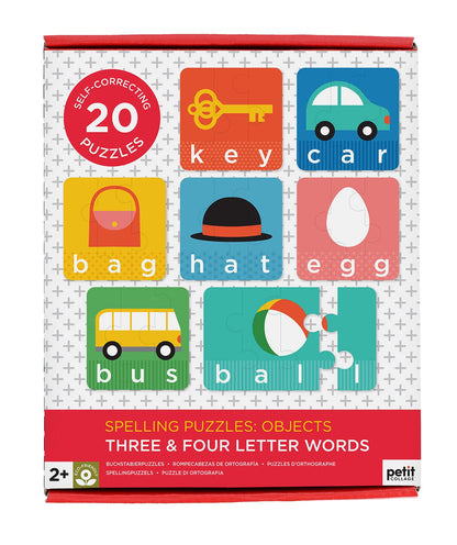 Petit Collage 0810073342644 Spelling Puzzles: Objects: Three & Four Letter Words