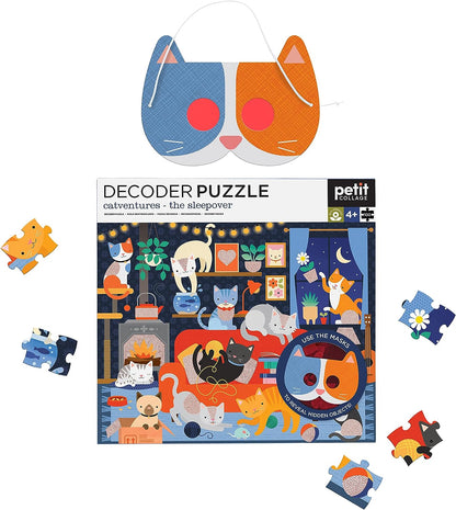 Petit Collage 0810073343016 Catventures Sleepover Decoder Puzzle, Multicoloured, One Size