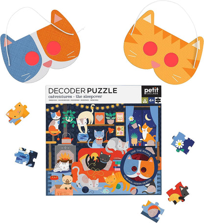 Petit Collage 0810073343016 Catventures Sleepover Decoder Puzzle, Multicoloured, One Size