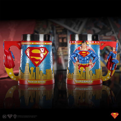 Nemesis Now Taza de cerveza Superman, diseño exclusivo, fundida en la mejor resina, pintada a mano por expertos, inserto extraíble