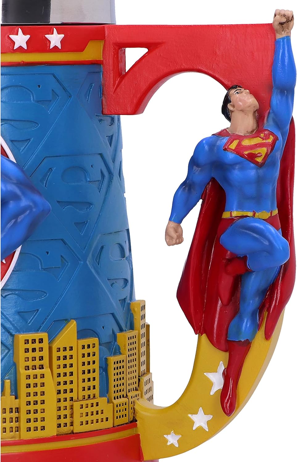 Nemesis Now Taza de cerveza Superman, diseño exclusivo, fundida en la mejor resina, pintada a mano por expertos, inserto extraíble