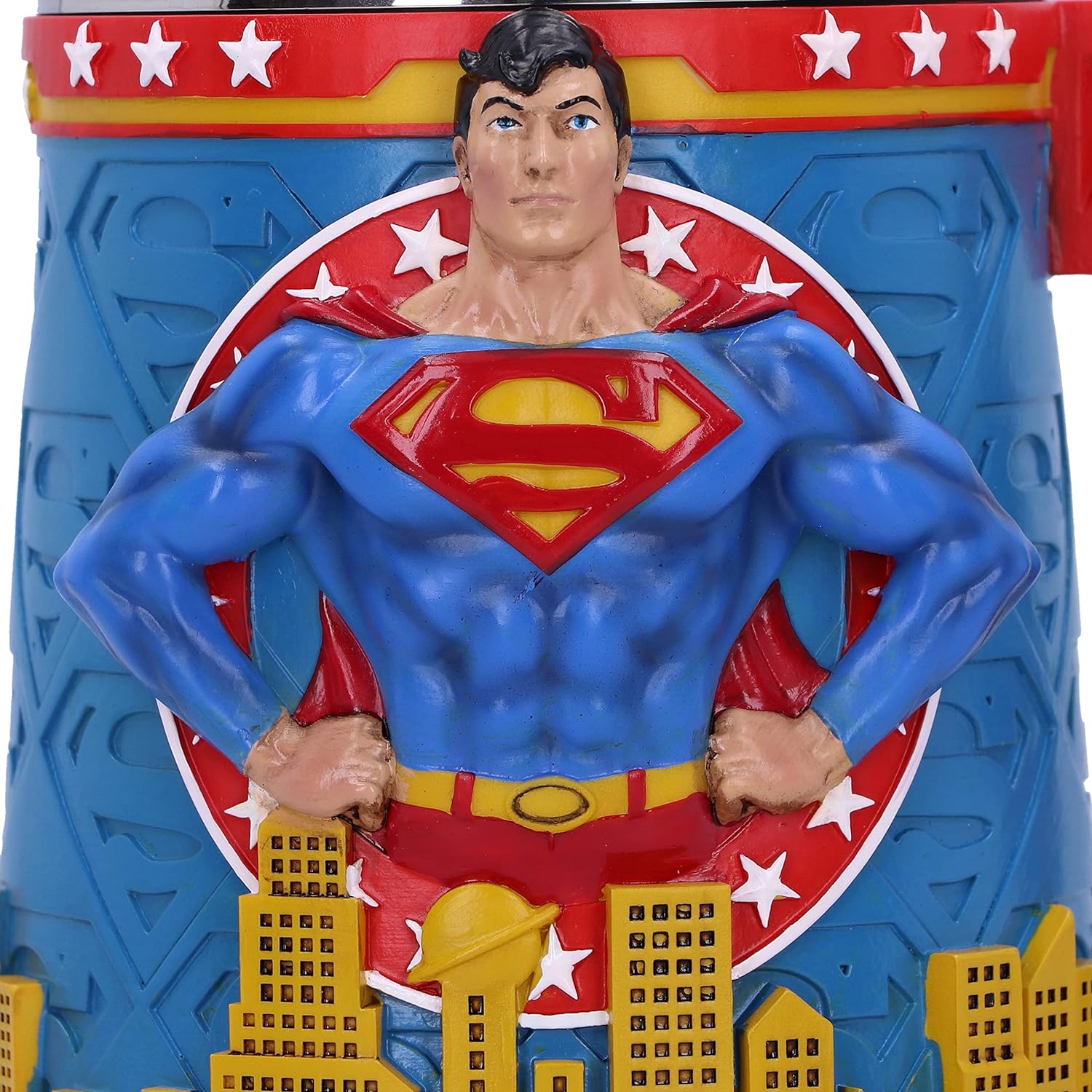 Nemesis Now Taza de cerveza Superman, diseño exclusivo, fundida en la mejor resina, pintada a mano por expertos, inserto extraíble