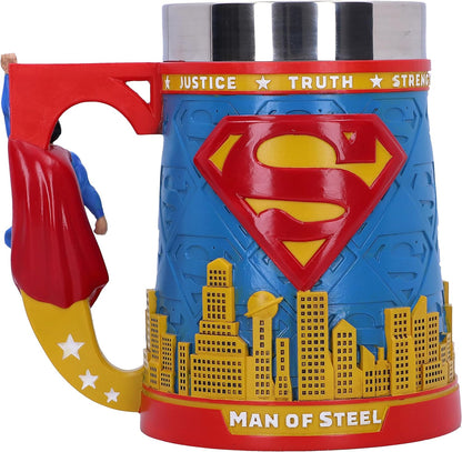 Nemesis Now Taza de cerveza Superman, diseño exclusivo, fundida en la mejor resina, pintada a mano por expertos, inserto extraíble