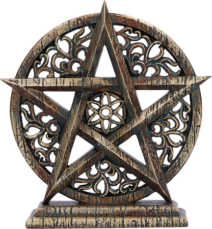 Nemesis Now Dawn Pentagram 15cm, Resin, Pentagram Ornament, Bronze, Wiccan Symbol, Cast in the Finest Resin, Hand-Painted, Wiccan Giftware