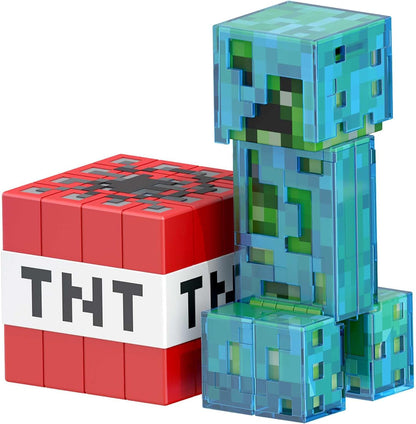 Mattel Minecraft Diamond Level Creeper Figura de acción con accesorios, juguete +6 años (HLL31