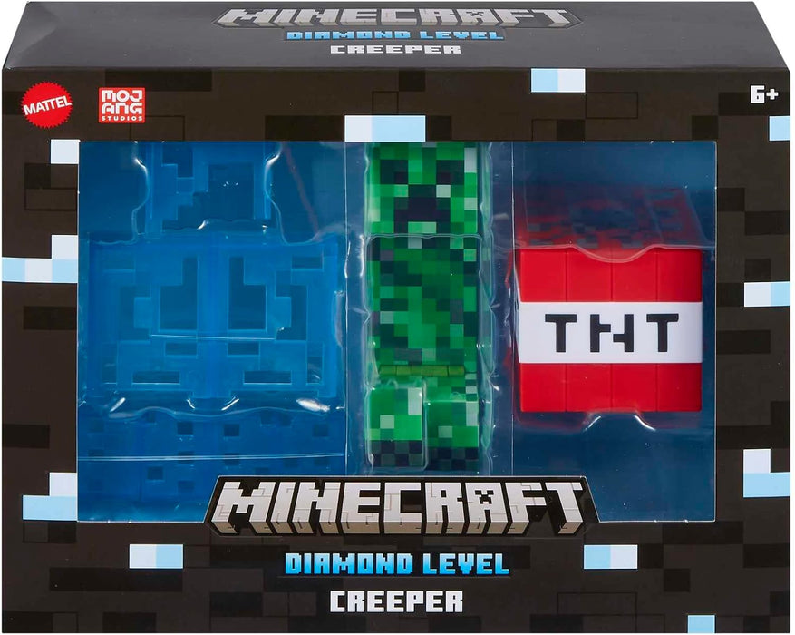 Mattel Minecraft Diamond Level Creeper Figura de acción con accesorios, juguete +6 años (HLL31