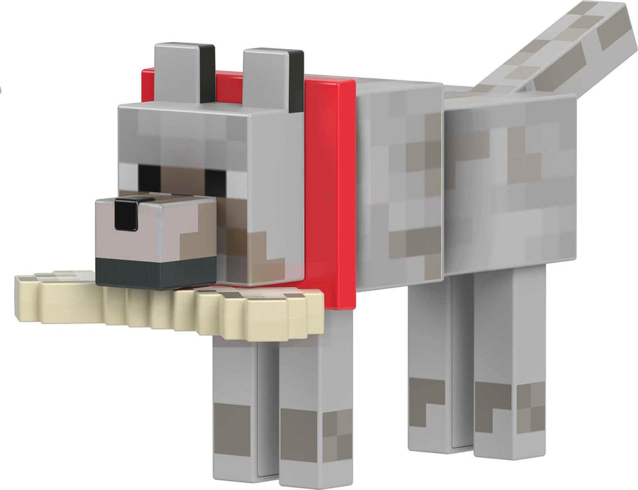 Minecraft Diamond Wolf Action Figure with Accessories Including Magnetic Bone, 5.5-inch Toy Collectible, HLN41