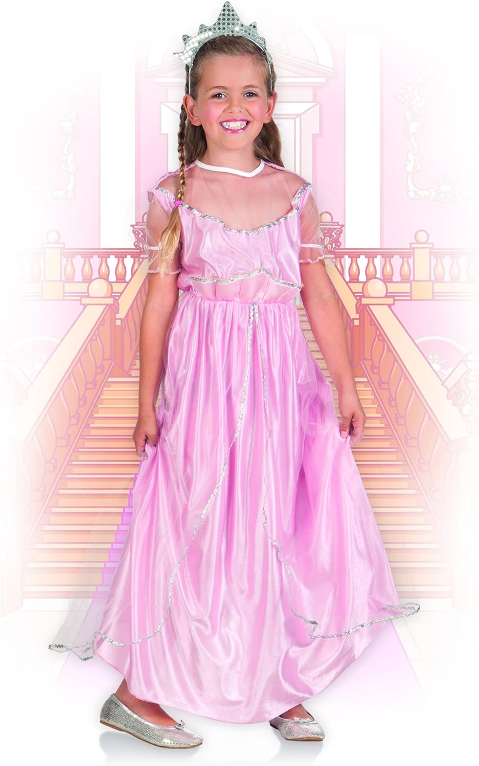 Boland 10107185 BOL82212 82212 Princess of The Evening Costume Girl Pink 7-9 Years, Rose