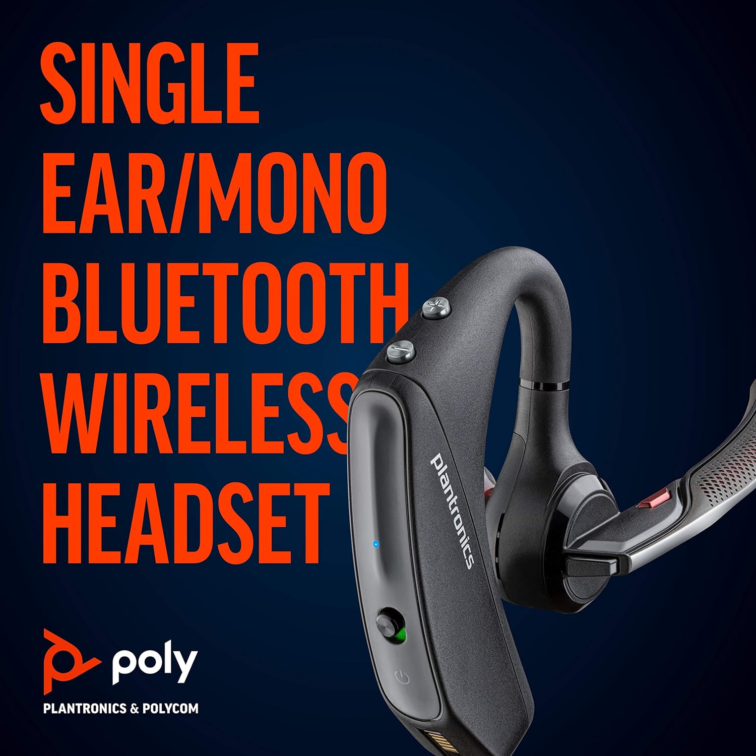 Plantronics - Voyager 5200 Office (Poly) - Bluetooth Over-the-Ear (Mono) Headset - Sound Guard-Noise Canceling Mic-Connects to Deskphone/PC/Mac - Works with Teams, Zoom & more USB-A, BT, RJ9 Teams Certified: NO PC, Mobile, Deskphone