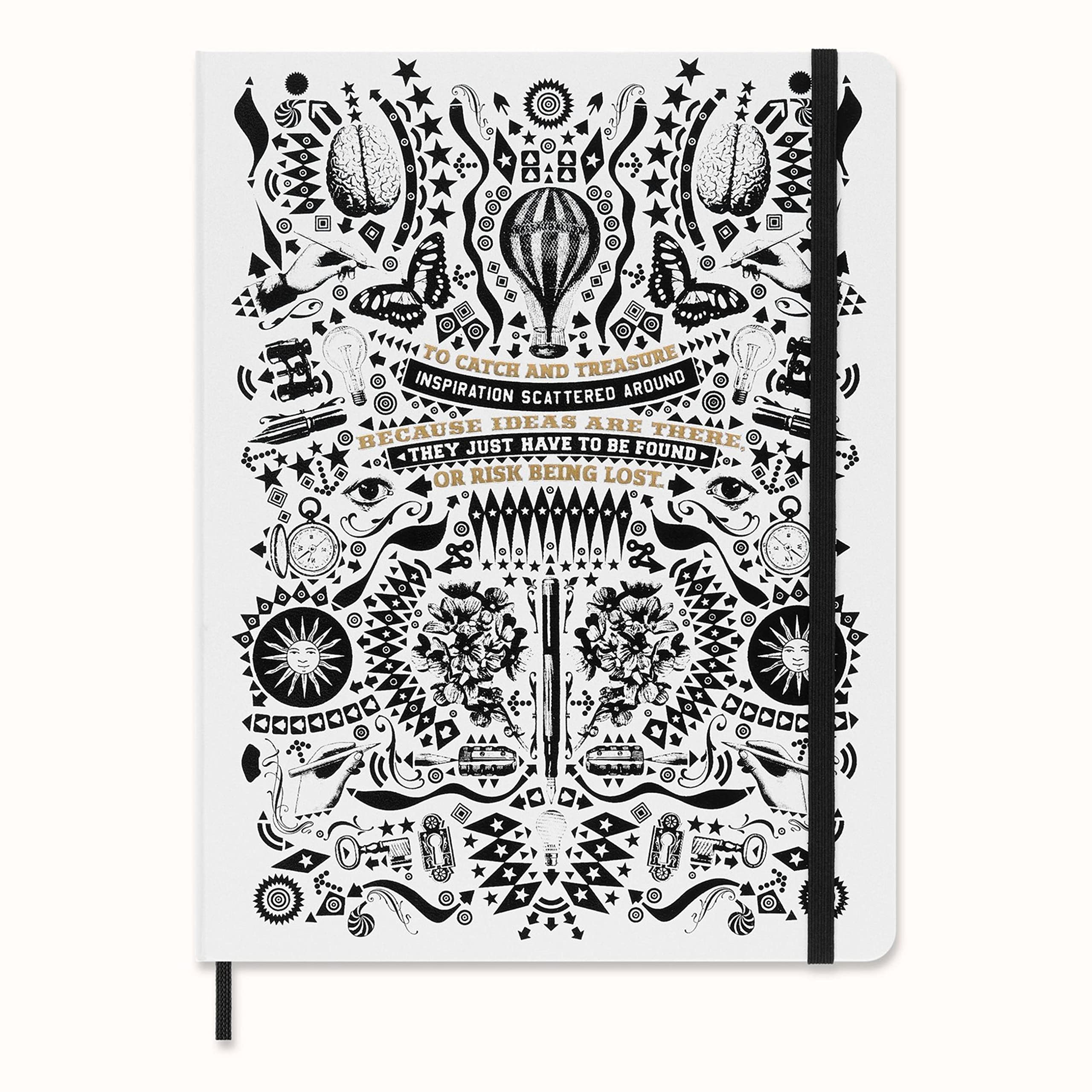 Moleskine x Lorenzo Petrantoni A book yet to be written, Limited Edition Hard Cover and Elastic Closure Ruled Notebook, Size Extra Large 19x26 cm