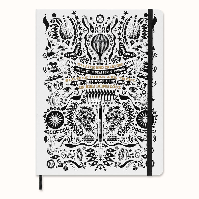 Moleskine x Lorenzo Petrantoni A book yet to be written, Limited Edition Hard Cover and Elastic Closure Ruled Notebook, Size Extra Large 19x26 cm