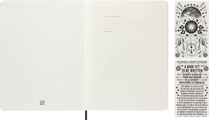 Moleskine x Lorenzo Petrantoni A book yet to be written, Limited Edition Hard Cover and Elastic Closure Ruled Notebook, Size Extra Large 19x26 cm
