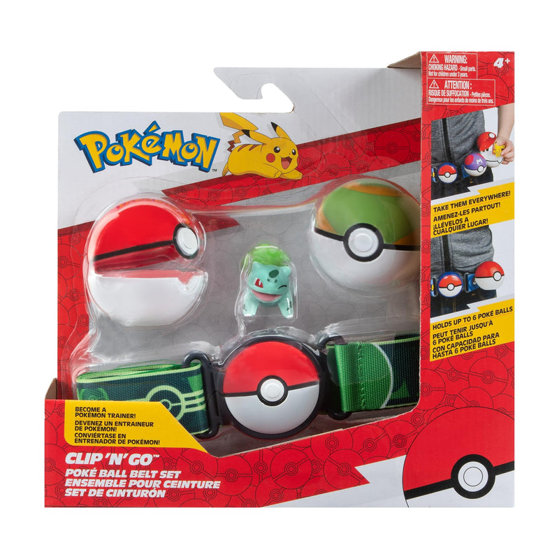 Pokémon PKW3160 Set-2-Inch Bulbasaur Battle Figure with Clip ‘N’ Go Belt Plus Nest Ball and Pokéball Accessories Poke ball, Nest Ball and Bulbasaur