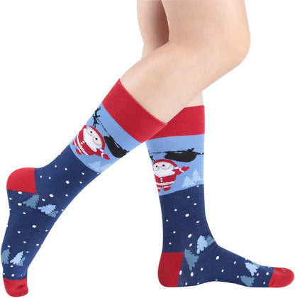 Christmas Socks, saillsen Holiday Colorful Novelty Cartoon Crew Socks Xmas Gift 1 Santa Snow