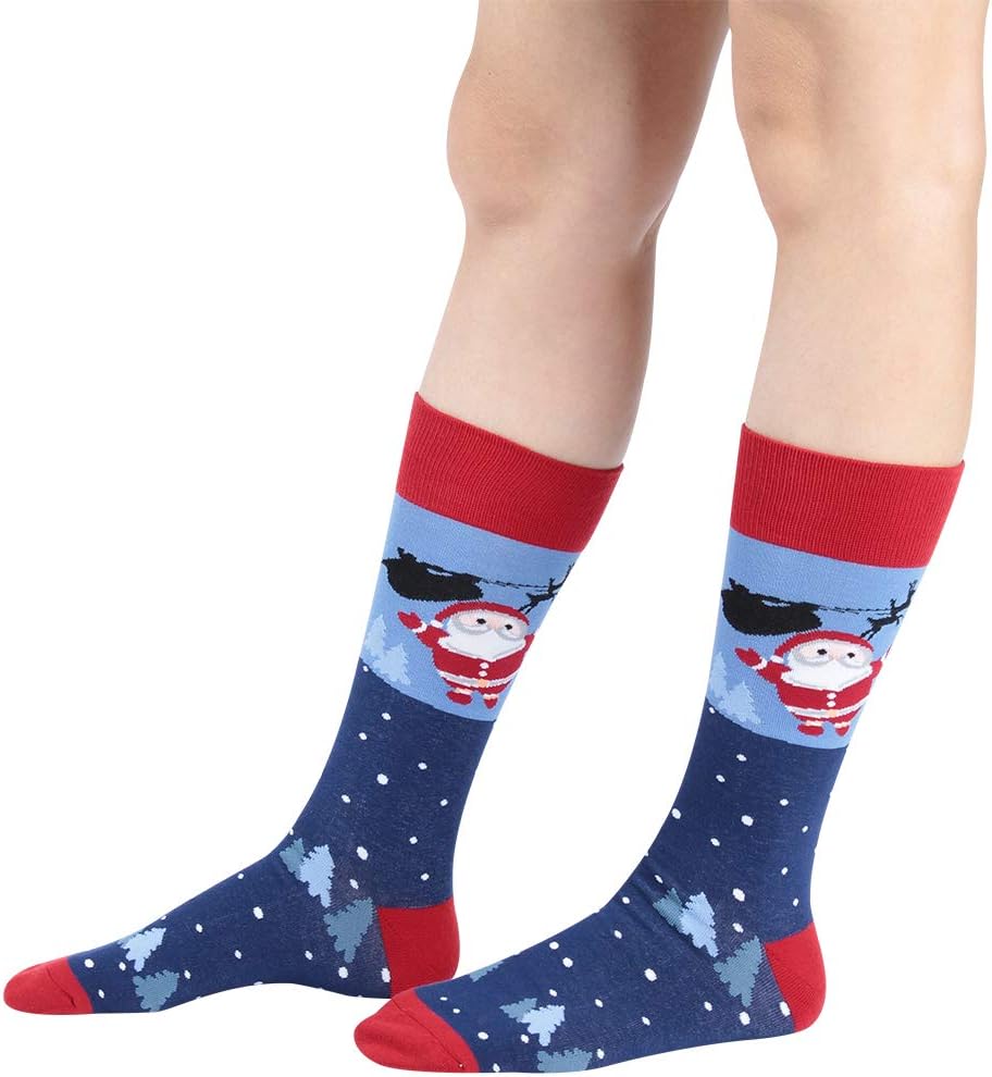 Christmas Socks, saillsen Holiday Colorful Novelty Cartoon Crew Socks Xmas Gift 1 Santa Snow