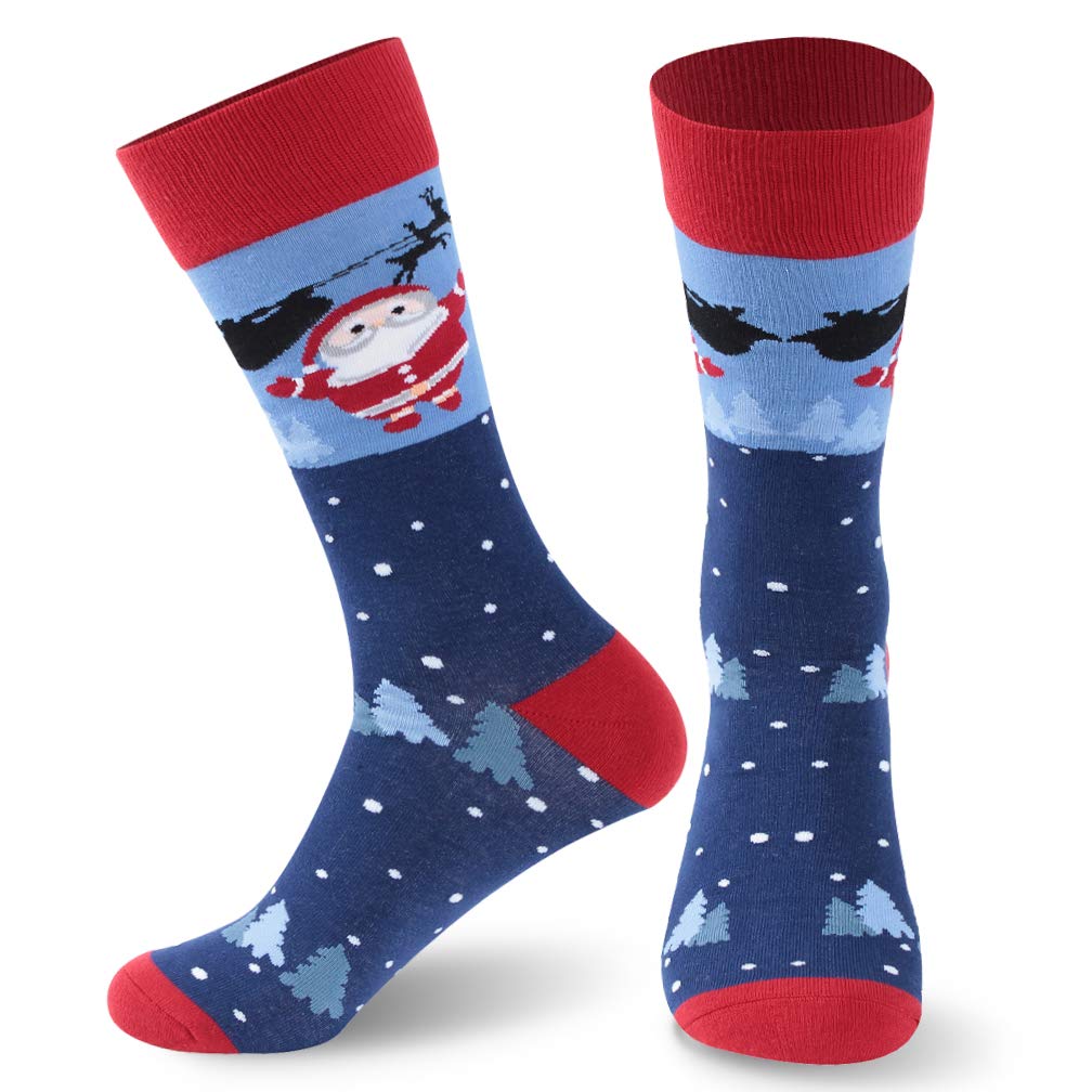 Christmas Socks, saillsen Holiday Colorful Novelty Cartoon Crew Socks Xmas Gift 1 Santa Snow
