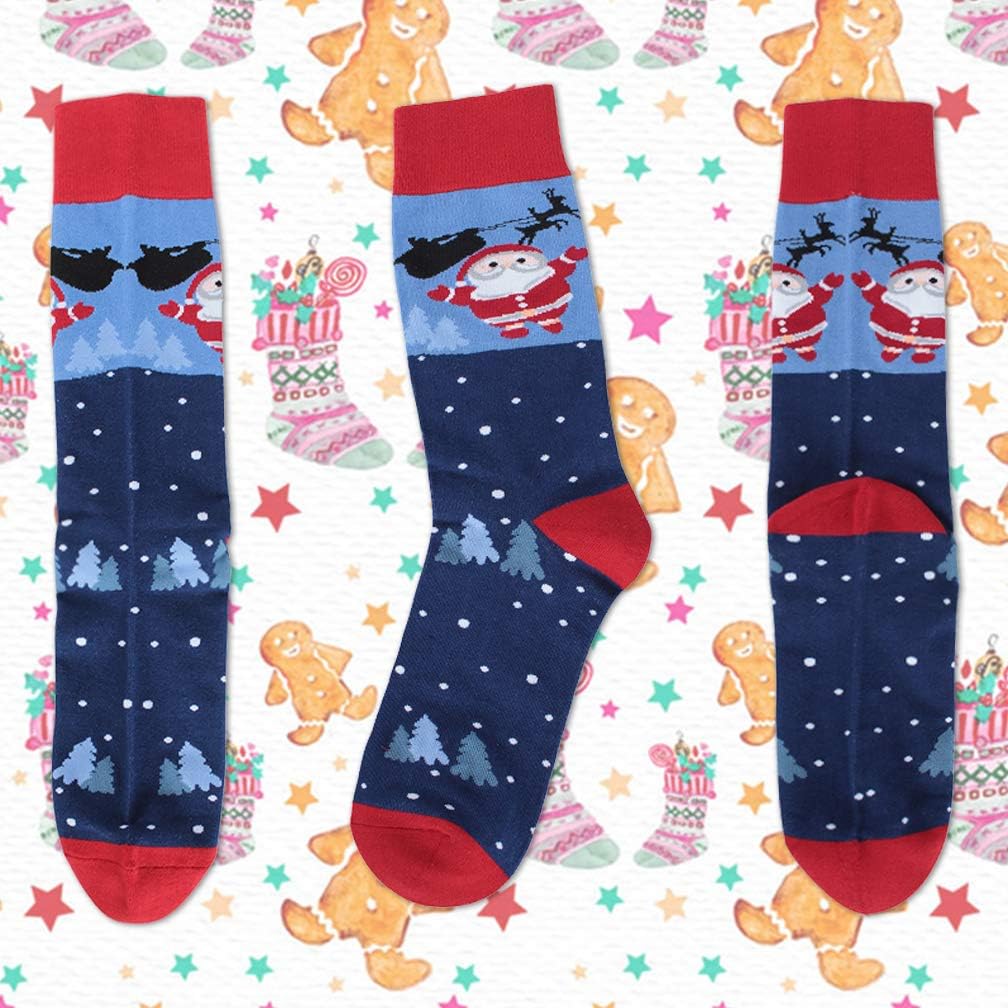 Christmas Socks, saillsen Holiday Colorful Novelty Cartoon Crew Socks Xmas Gift 1 Santa Snow
