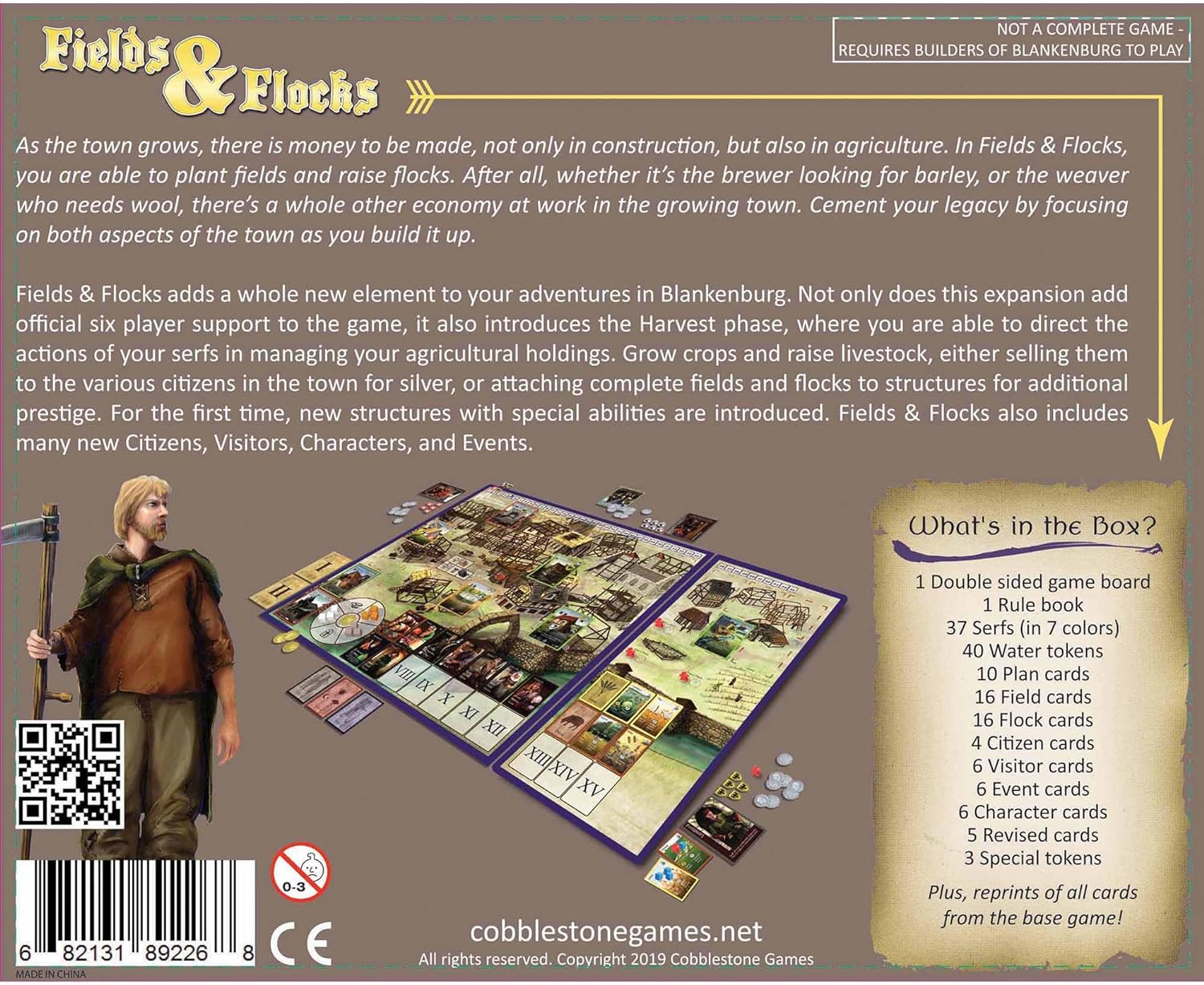 Cobblestone Games Builders of Blankenburg: Fields & Flocks Expansion - Worker Placement Board Game, Ages 14+