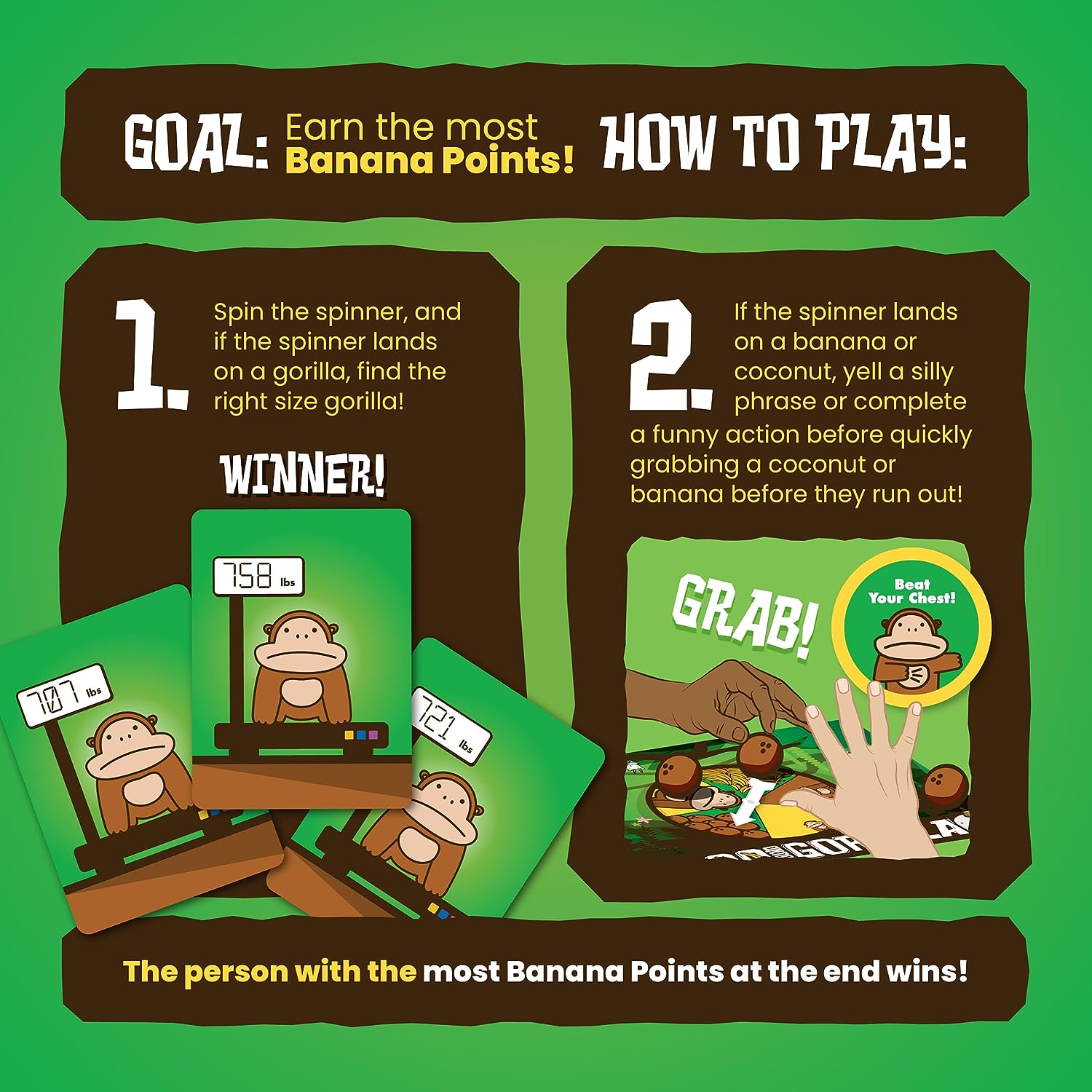 800 Pound Gorilla – by Taco Cat Goat Cheese Pizza - Fun Family Card Game for Kids and Adults – Great for Family Game Night, Vacation, Birthday Gift for Kids Ages 8+ - Easy, 15 min, 3-6 Players