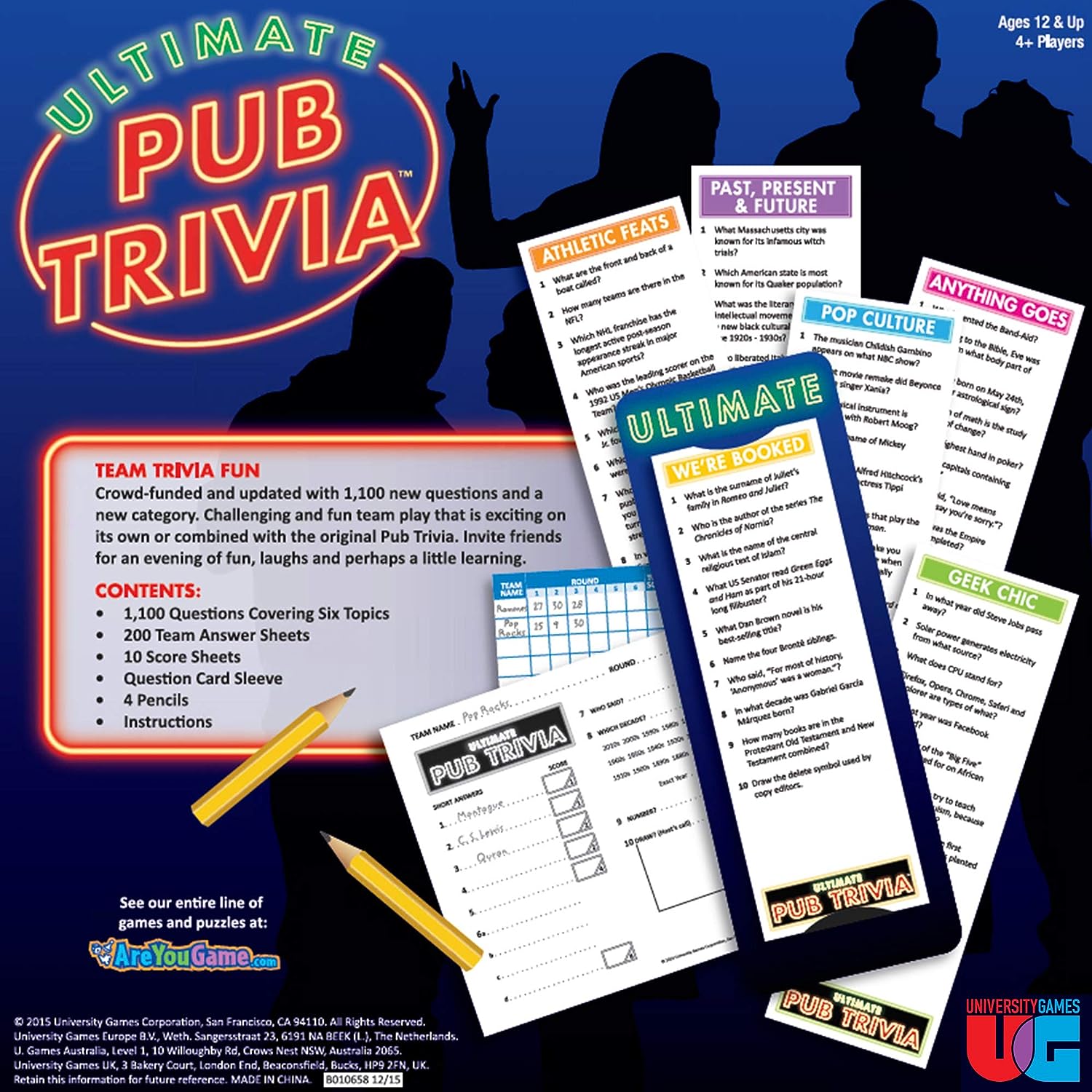 Ultimate Pub Trivia Team Trivia Game, Over 1000 Questions for Weekly Party Game Nights and Live Stream Quiz Events, Perfect for Ages 12 and Up and 4 or More Players from University Games , Red