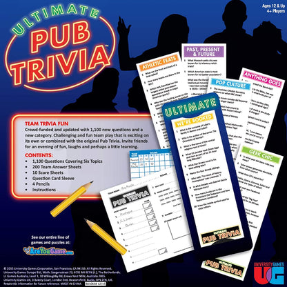 Ultimate Pub Trivia Team Trivia Game, Over 1000 Questions for Weekly Party Game Nights and Live Stream Quiz Events, Perfect for Ages 12 and Up and 4 or More Players from University Games , Red