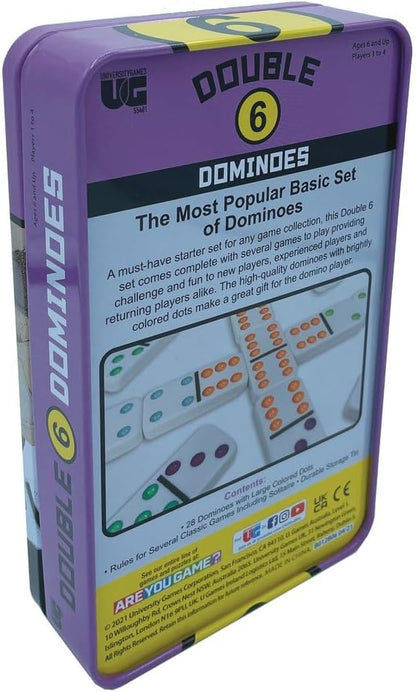 Front Porch Classics | Double 6 Travel Tin Domino Set from, for 2 to 4 Players Ages 8 to 99