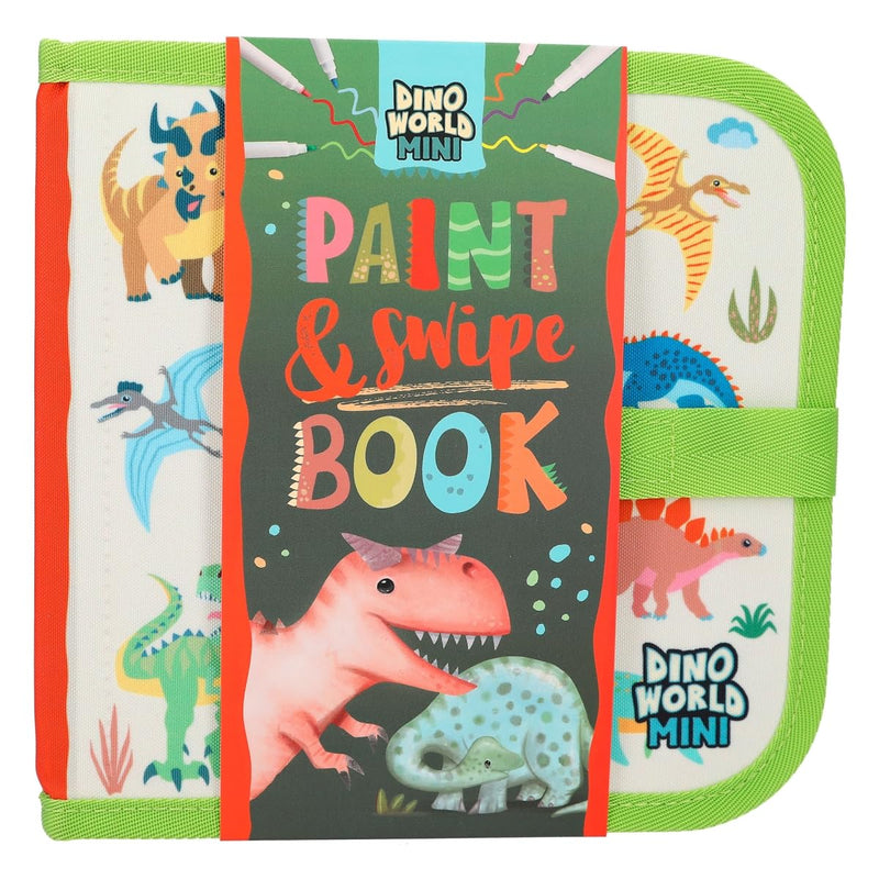Depesche Dino World Paint & Swipe Book 12101 Colouring Book with Wipe Clean Pages Includes 6 Fibre Pens