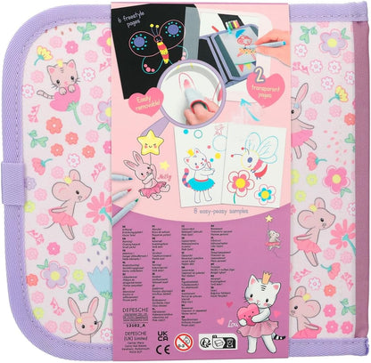 Depesche 12102 Princess Mimi Paint & Swipe Book with Wipe Clean Pages Includes 6 Fibre Pens