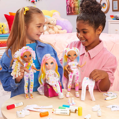 Rainbow High Colour & Create Fashion DIY Doll - Purple Eyes, Curly Hair, Bonus Top & Shoes, and Washable Rainbow Markers - Colour, Create, Play, Rinse, Repeat - For Kids 4-12 Years Old & Collectors