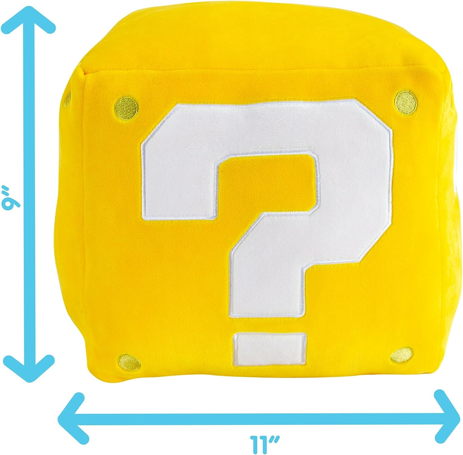 Club Mocchi Mocchi Super Mario Brothers Question Mark Block Mega Plush Toy - 15" Officially Licensed Mario Movie/Video Games Soft Toys - Super Mario Room Decor - Kids Toys for 3 Year Old Boys & Girls
