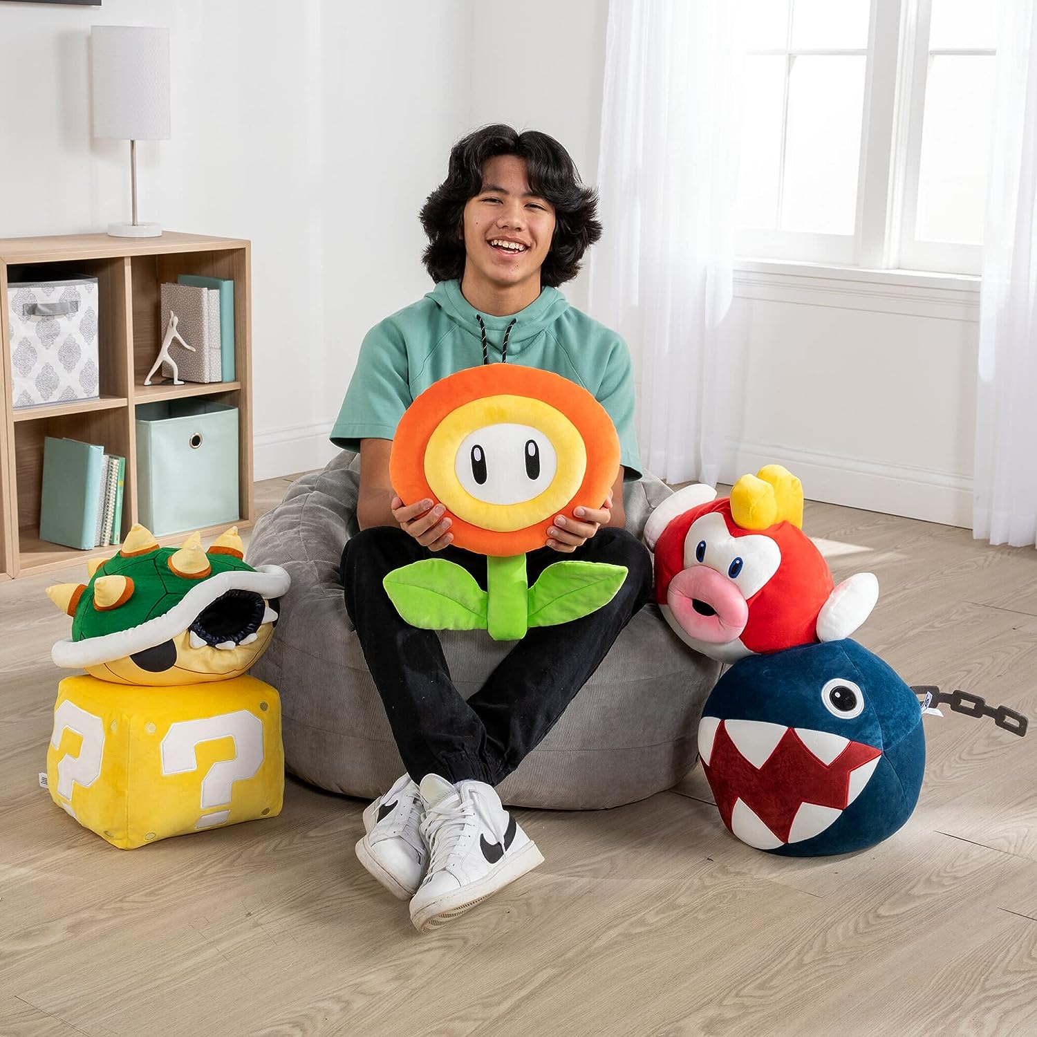 Club Mocchi Mocchi Super Mario Brothers Question Mark Block Mega Plush Toy - 15" Officially Licensed Mario Movie/Video Games Soft Toys - Super Mario Room Decor - Kids Toys for 3 Year Old Boys & Girls