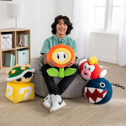 Club Mocchi Mocchi Super Mario Brothers Question Mark Block Mega Plush Toy - 15" Officially Licensed Mario Movie/Video Games Soft Toys - Super Mario Room Decor - Kids Toys for 3 Year Old Boys & Girls