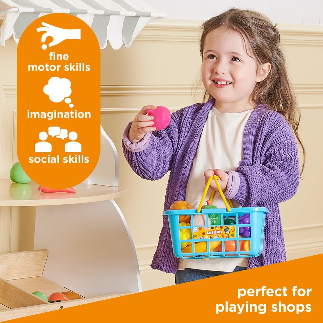 Casdon Fruit & Veg. Assorted Toy Basket with Fruits & Vegetables for Children Aged 2+. Perfect for Playing Shops