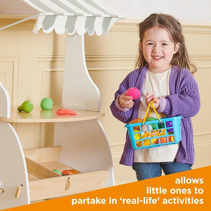 Casdon Fruit & Veg. Assorted Toy Basket with Fruits & Vegetables for Children Aged 2+. Perfect for Playing Shops