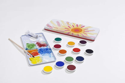 Stockmar Deckfarben - 12 Farben + Deckweiß + Pinsel + Mischpalette