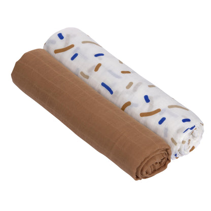 Hemelzachte Swaddle XL - Little Mateys - Royal Blue - 2 stuks