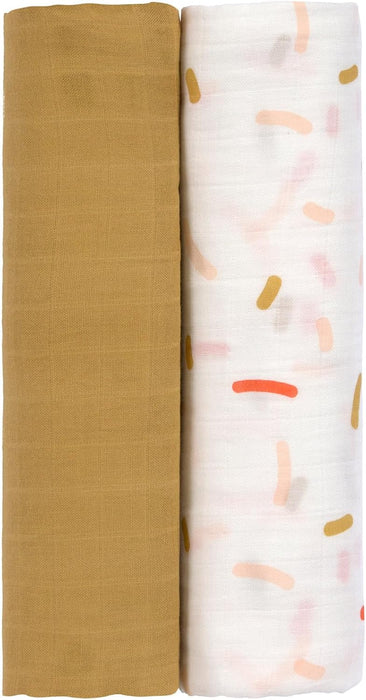 Lässig Puck Manta de bebé Tela de Gasa Juego de 2 Piezas de algodón 120 x 120 cm/Heavenly Soft Swaddle XL Little Mateys Spicy Orange