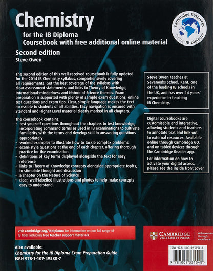Chemistry for the IB Diploma Coursebook with Digital Access (2 Years)