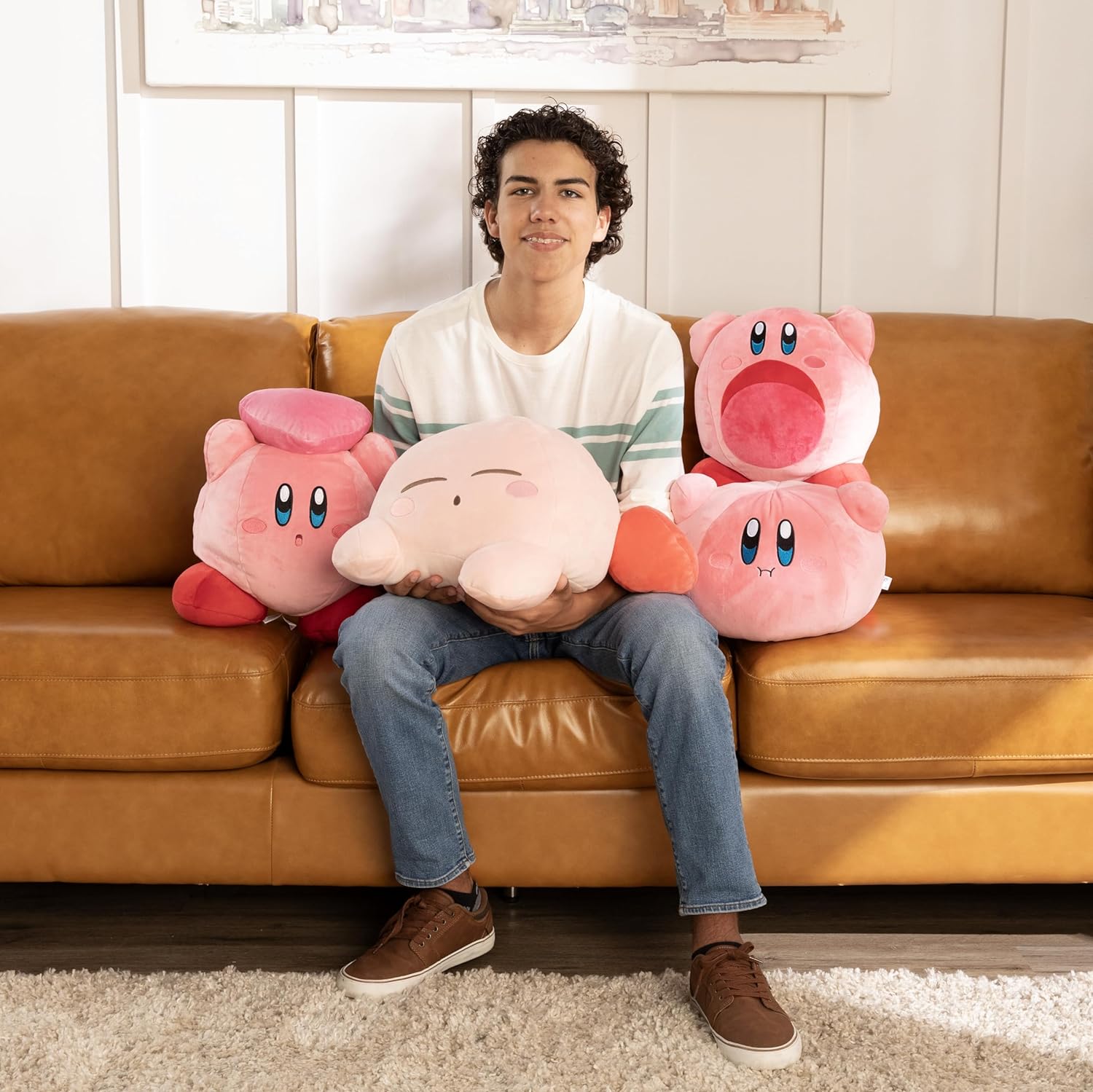 Club Mocchi Mocchi Suya Suya Sleeping Kirby Mega Plush Toy - 15" Cute Plush Squishy Toys - Licensed Kirby Figure Soft Toys - Kirby Room Decor Bed Pillow - Kids Toys for 3 Year Old Boys & Girls