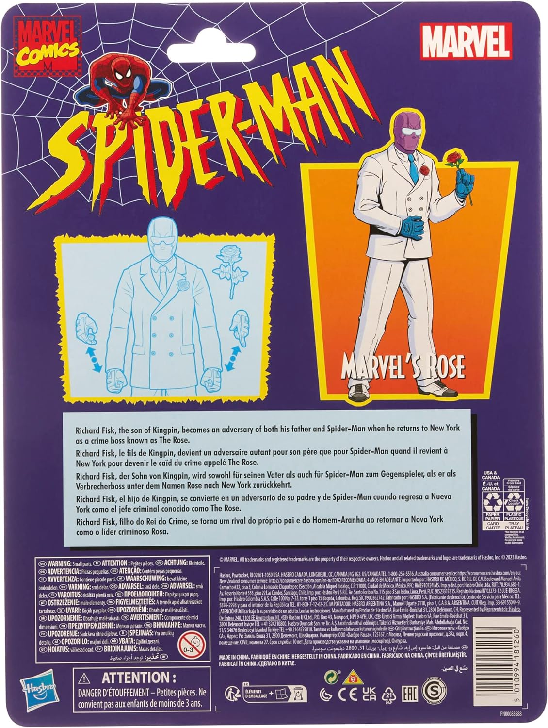 Marvel Legends Series Rose, Spider-Man Legends Collectible 6 Inch Action Figures, 5 Accessories