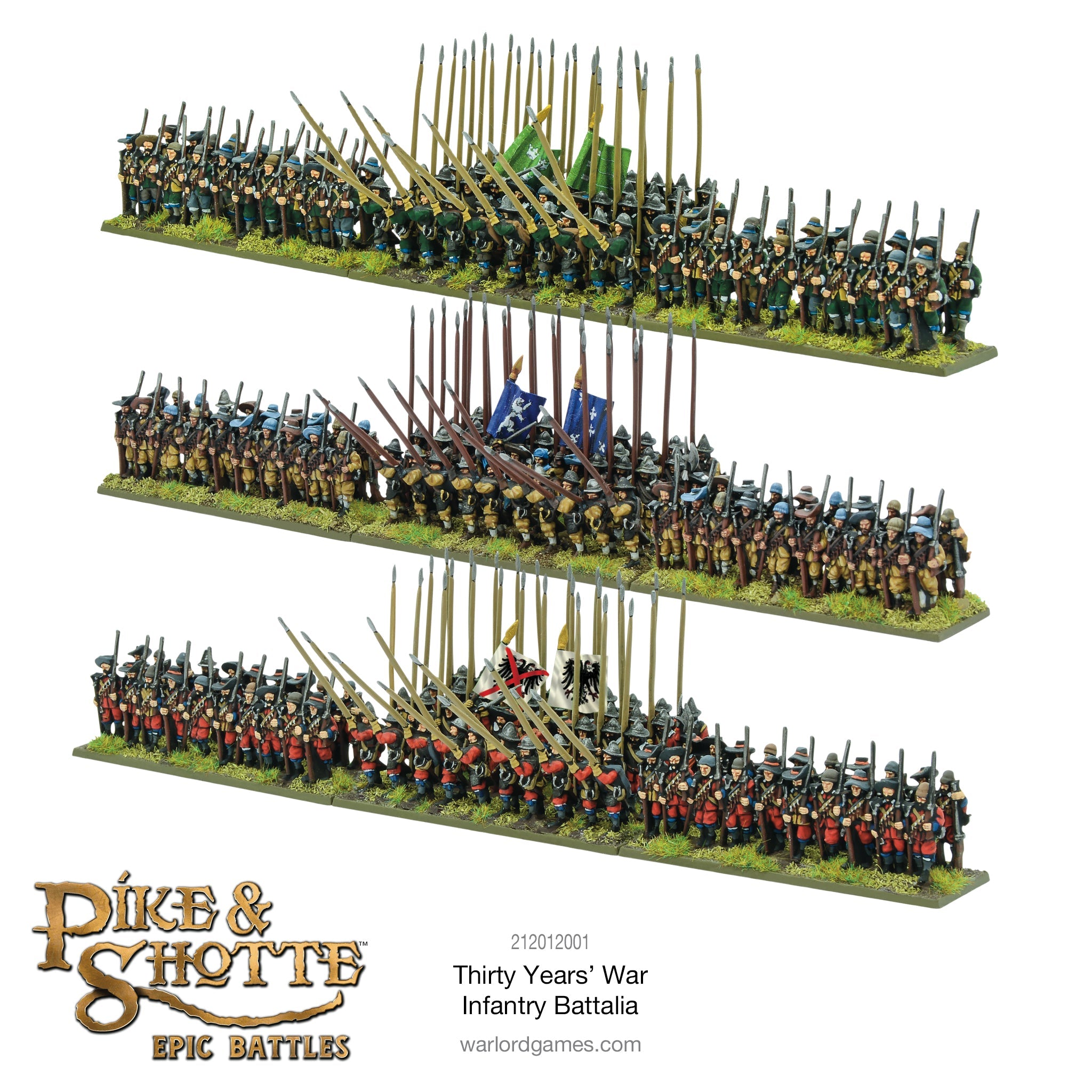 Warlord Games Thirty Years War Infantry Battalia – Kunststoff-Miniaturen für Hecht und Schrotte epische Schlachten, sehr detaillierte Miniaturen für Tisch-Kriegsspiele